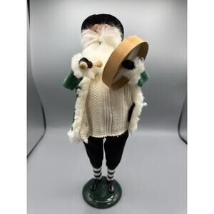 Byers Choice Caroler Drummer Santa Green Coat Gift Basket St Patrick’s